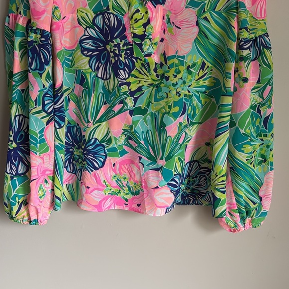 Lilly Pulitzer Shea Silk Tunic Top, Multi Island Escape XS - Picture 7 of 13